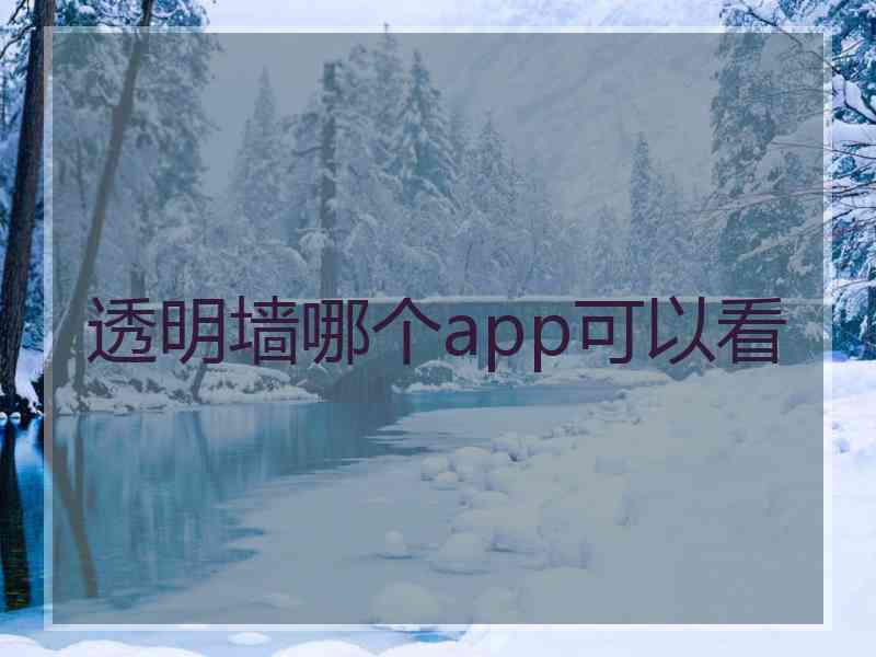 透明墙哪个app可以看 透明墙哪个app可以看