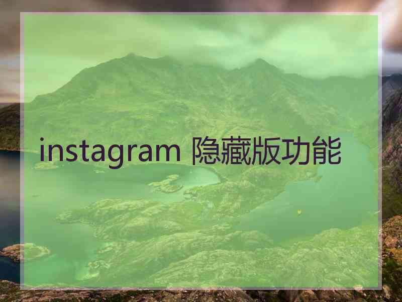 instagram 隐藏版功能