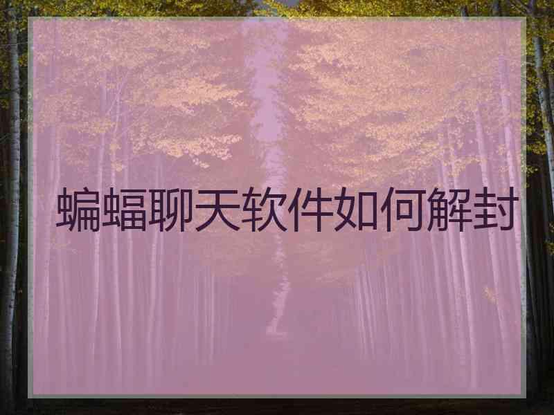 蝙蝠聊天软件如何解封