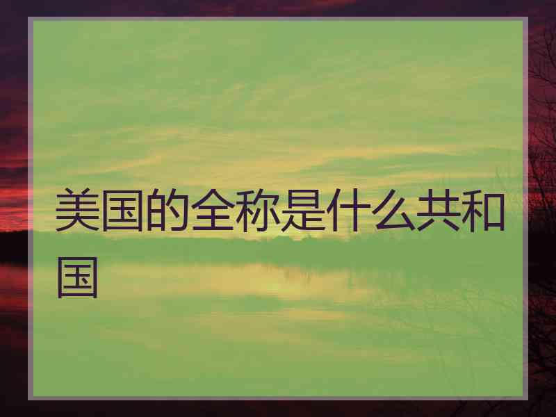 美国的全称是什么共和国