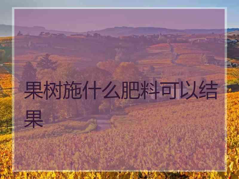 果树施什么肥料可以结果