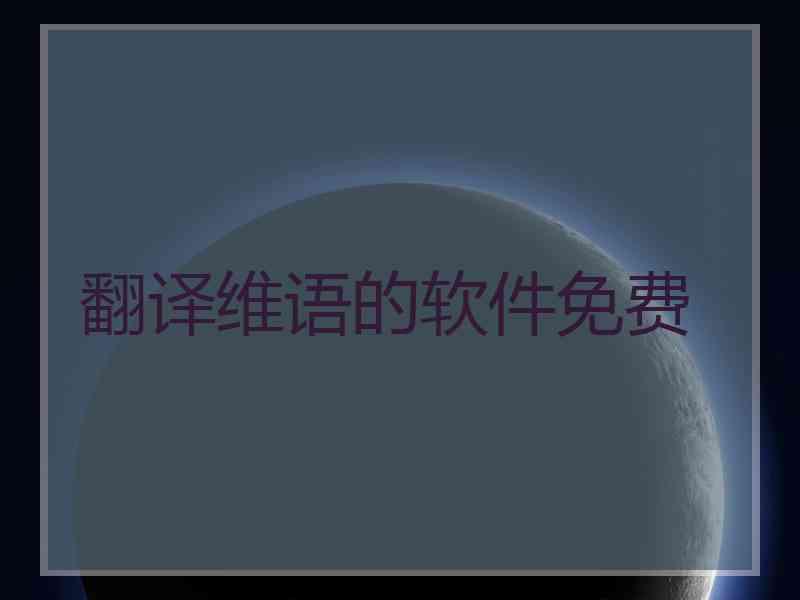 翻译维语的软件免费