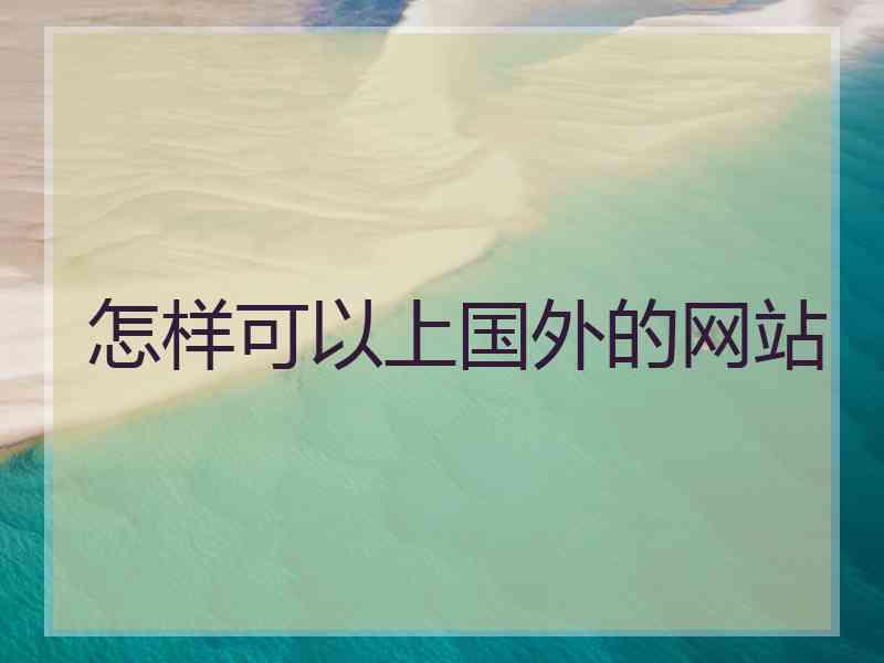 怎样可以上国外的网站