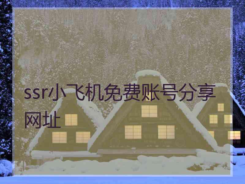 ssr小飞机免费账号分享网址