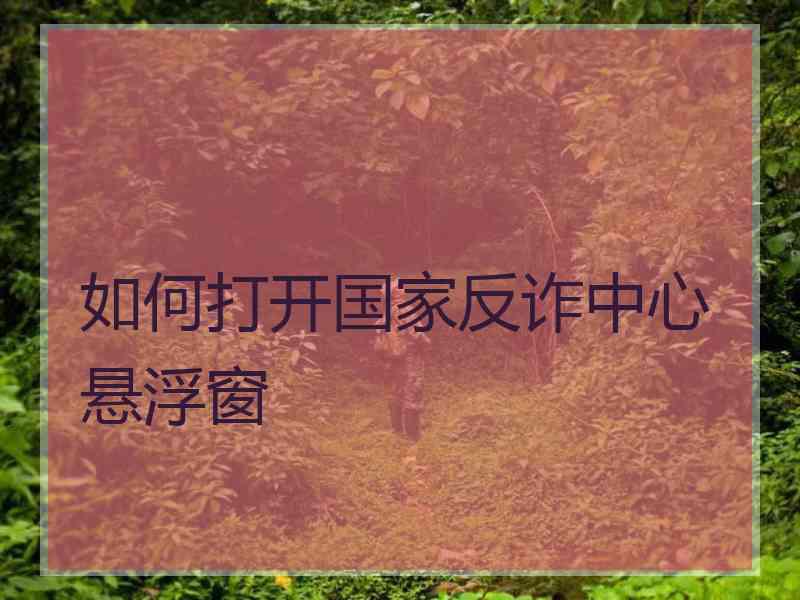 如何打开国家反诈中心悬浮窗