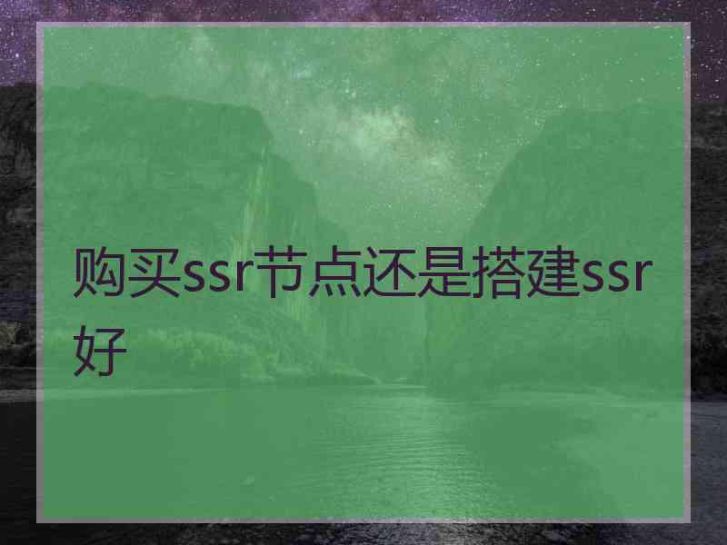 购买ssr节点还是搭建ssr好