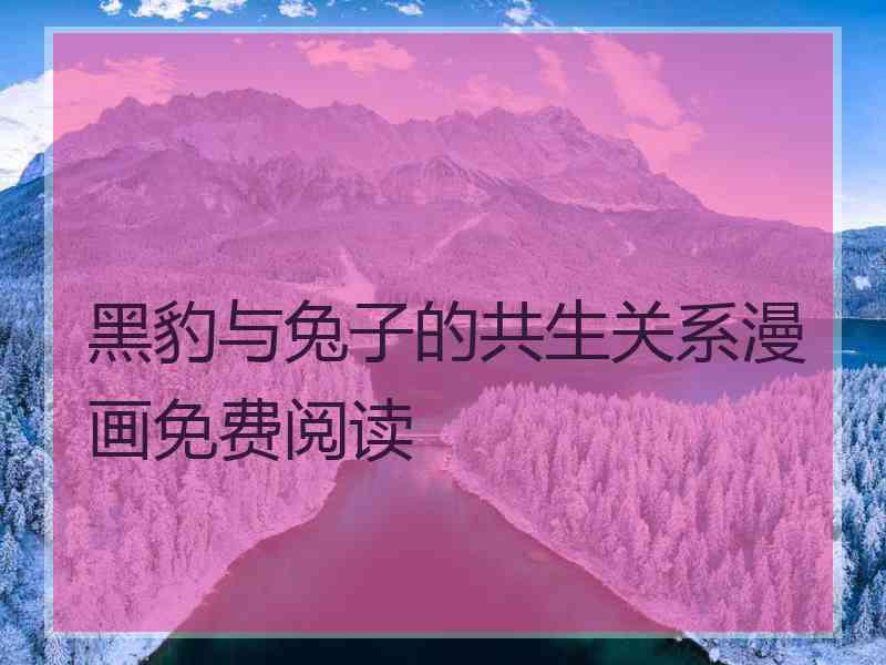 黑豹与兔子的共生关系漫画免费阅读