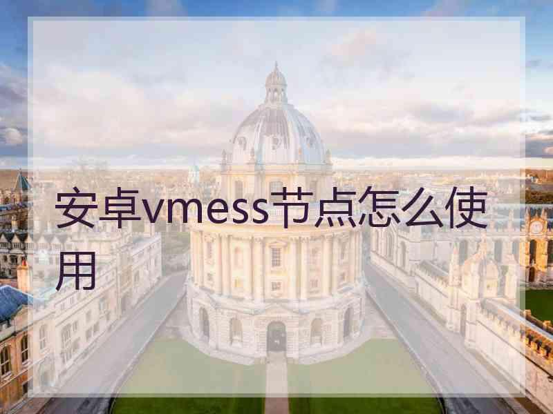 安卓vmess节点怎么使用