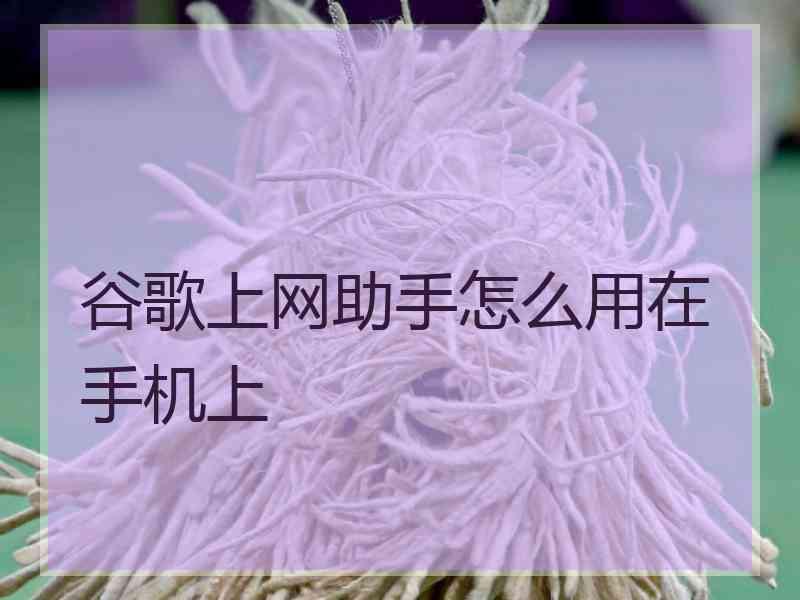 谷歌上网助手怎么用在手机上