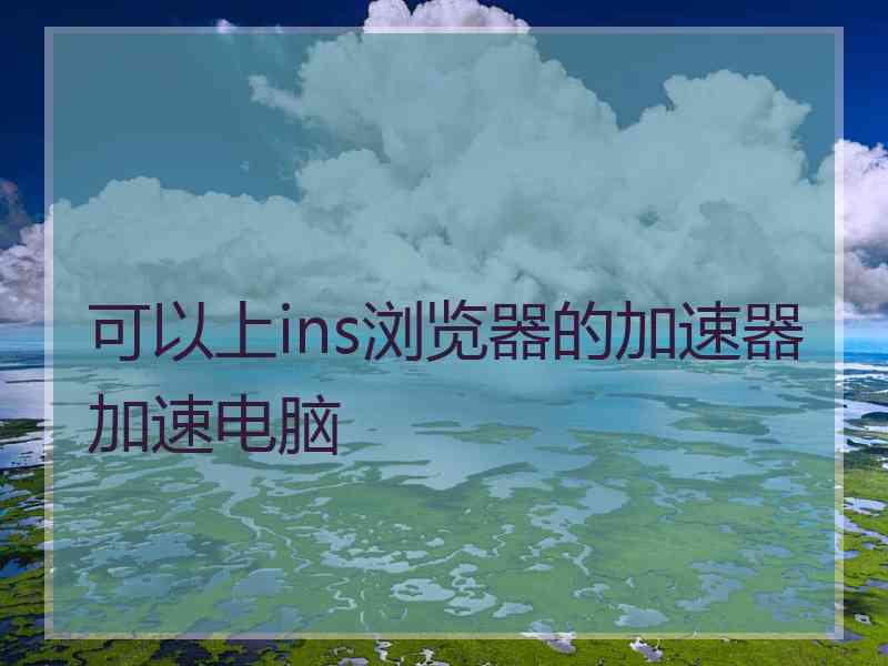 可以上ins浏览器的加速器加速电脑
