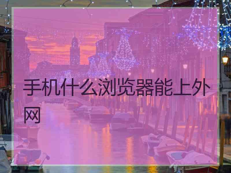 手机什么浏览器能上外网