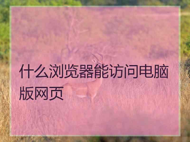 什么浏览器能访问电脑版网页