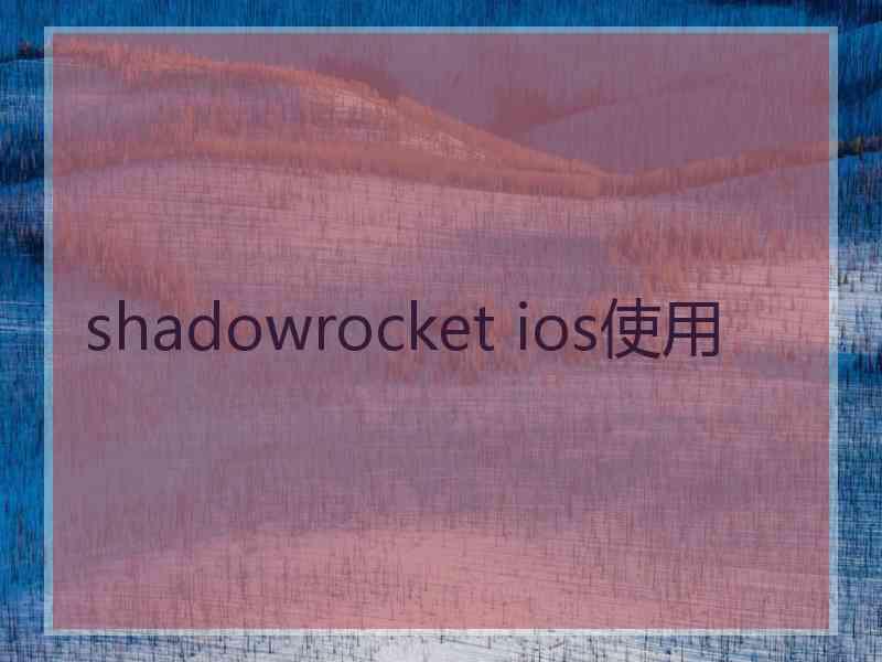 shadowrocket ios使用