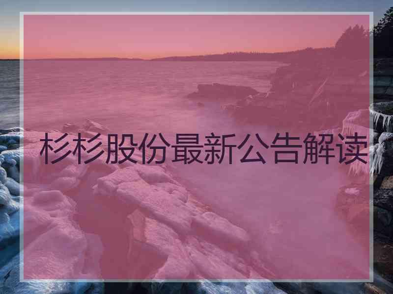 杉杉股份最新公告解读
