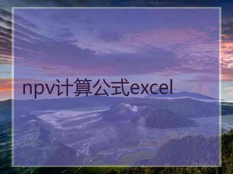 npv计算公式excel
