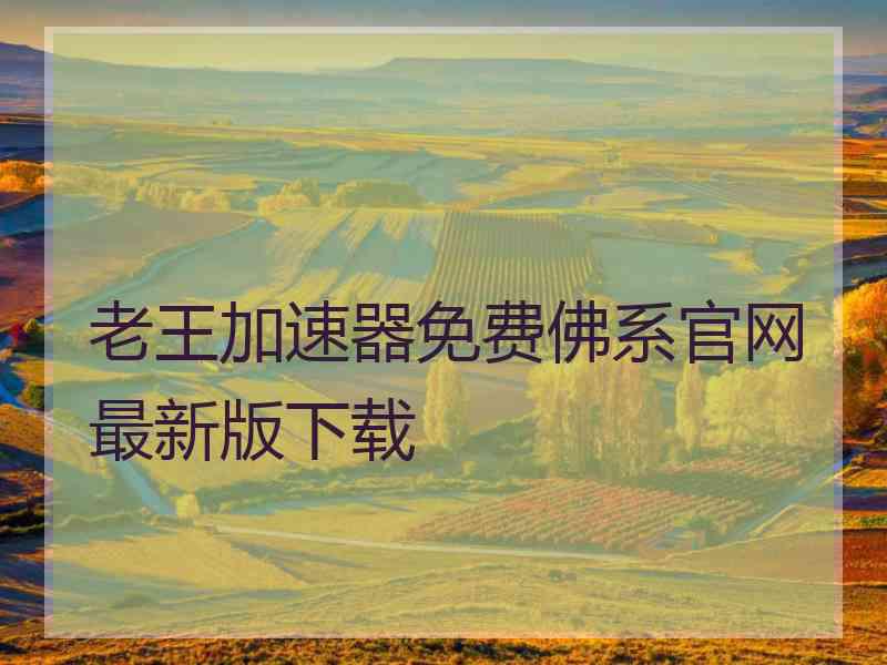 老王加速器免费佛系官网最新版下载
