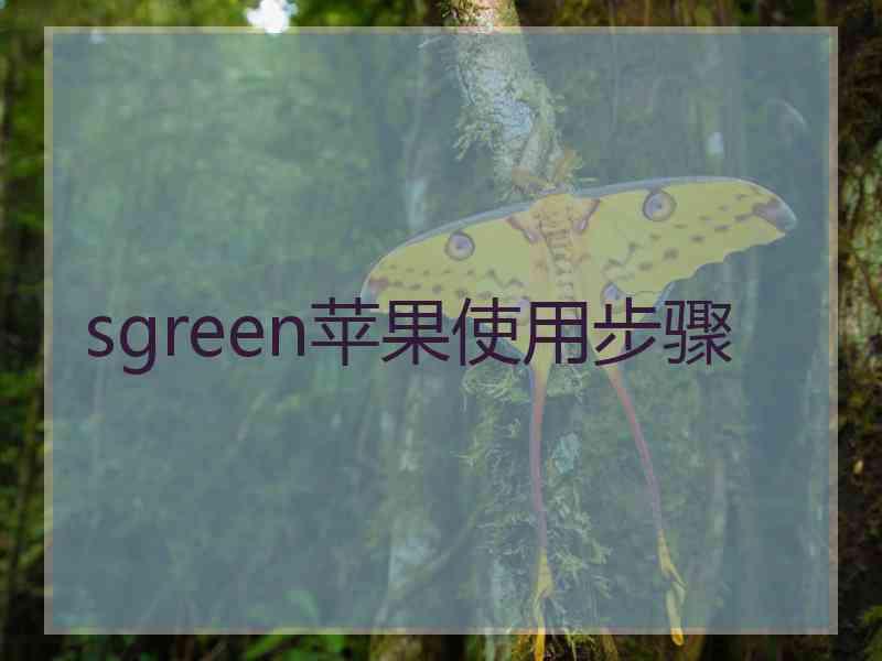 sgreen苹果使用步骤