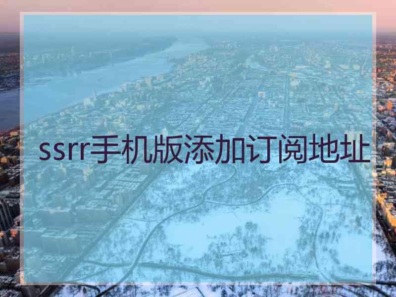 ssrr手机版添加订阅地址
