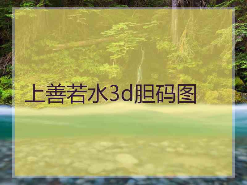 上善若水3d胆码图