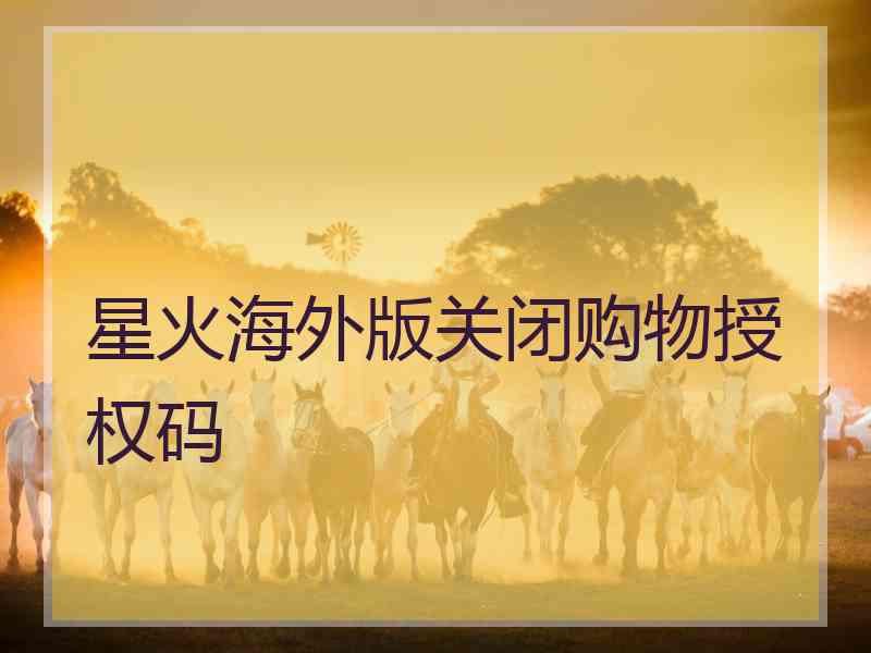 星火海外版关闭购物授权码