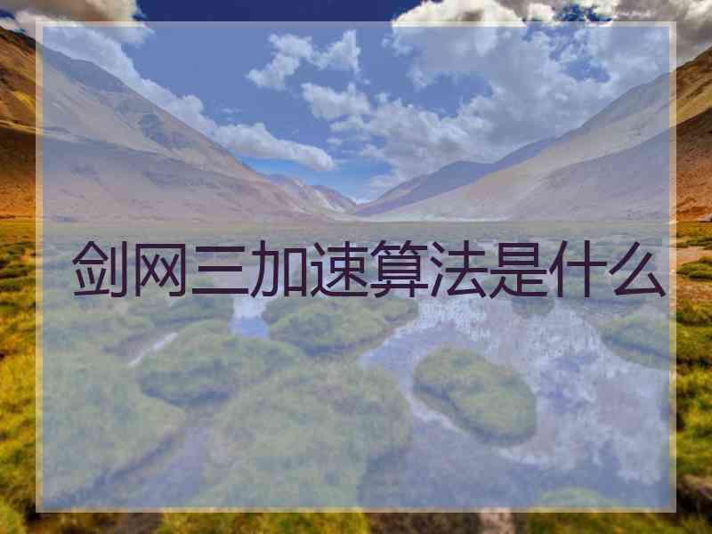 剑网三加速算法是什么