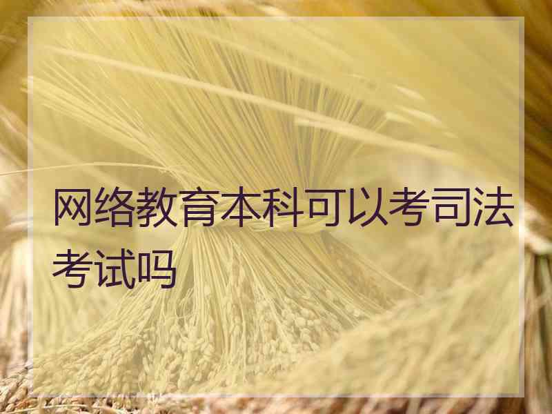 网络教育本科可以考司法考试吗