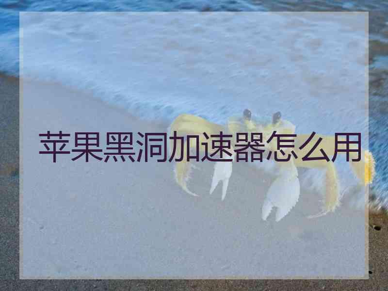 苹果黑洞加速器怎么用