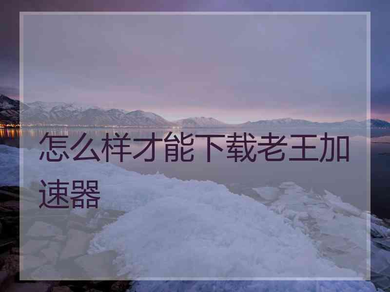怎么样才能下载老王加速器