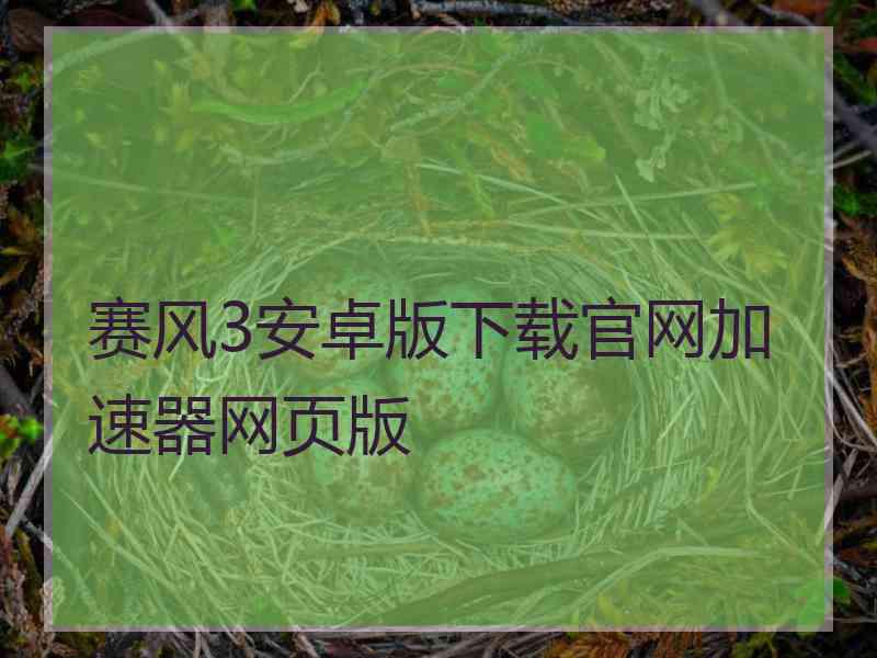 赛风3安卓版下载官网加速器网页版