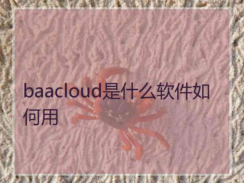 baacloud是什么软件如何用