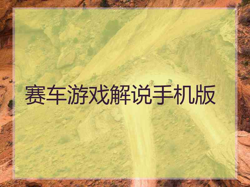 赛车游戏解说手机版