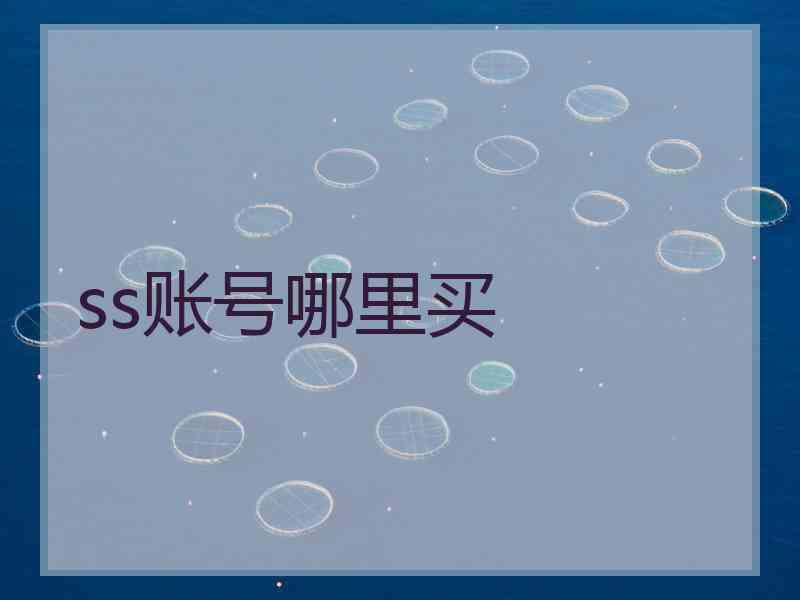 ss账号哪里买
