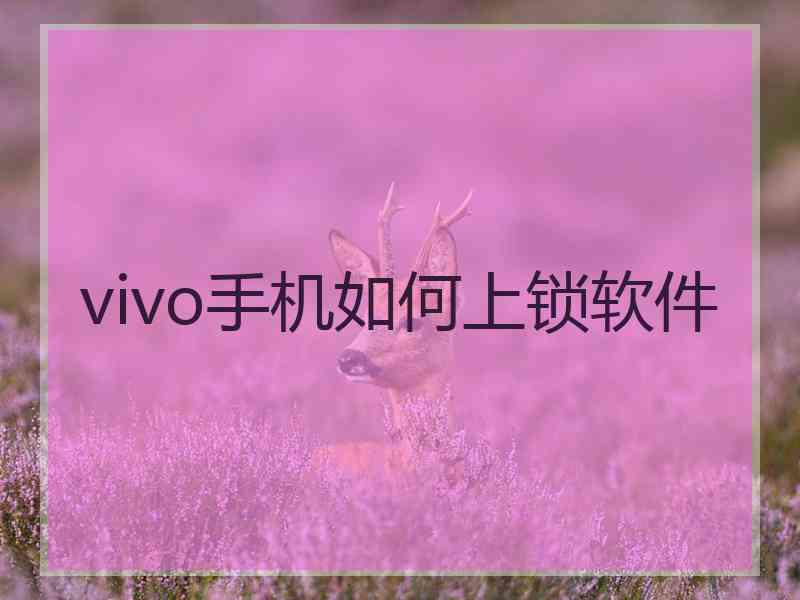 vivo手机如何上锁软件